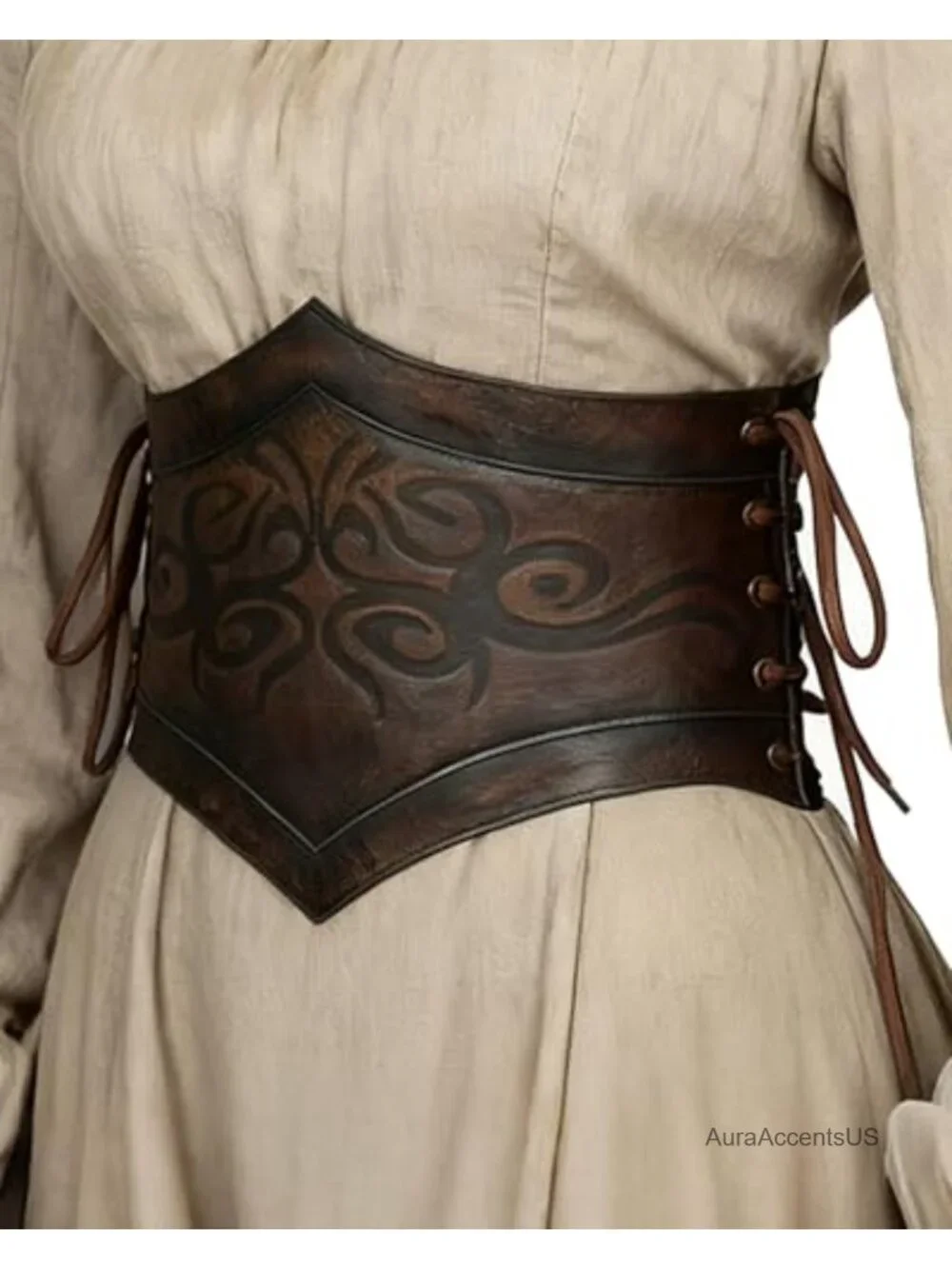 Faux Leather Viking Corset Belt Medieval Cinch Renaissance Halloween Cosplay